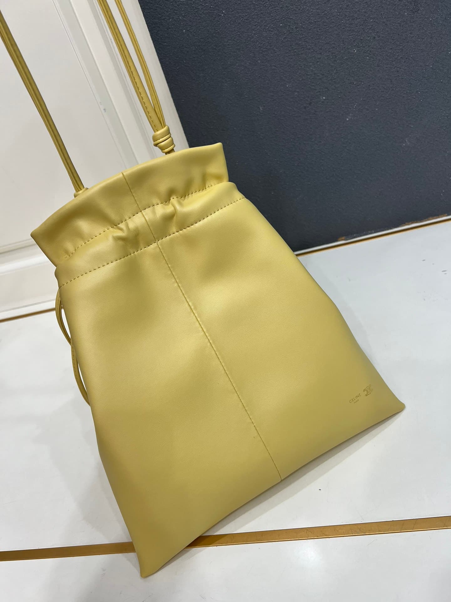 Celine SMALL CRYSTAL POUCH IN LAMBSKIN Yellow High