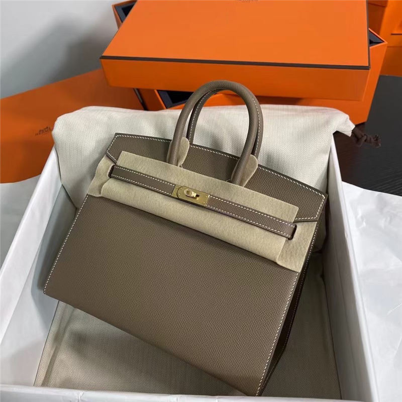 Hermes Birkin Sellier Bag Epsom Leather WAX Etoupe Gold-Metal High