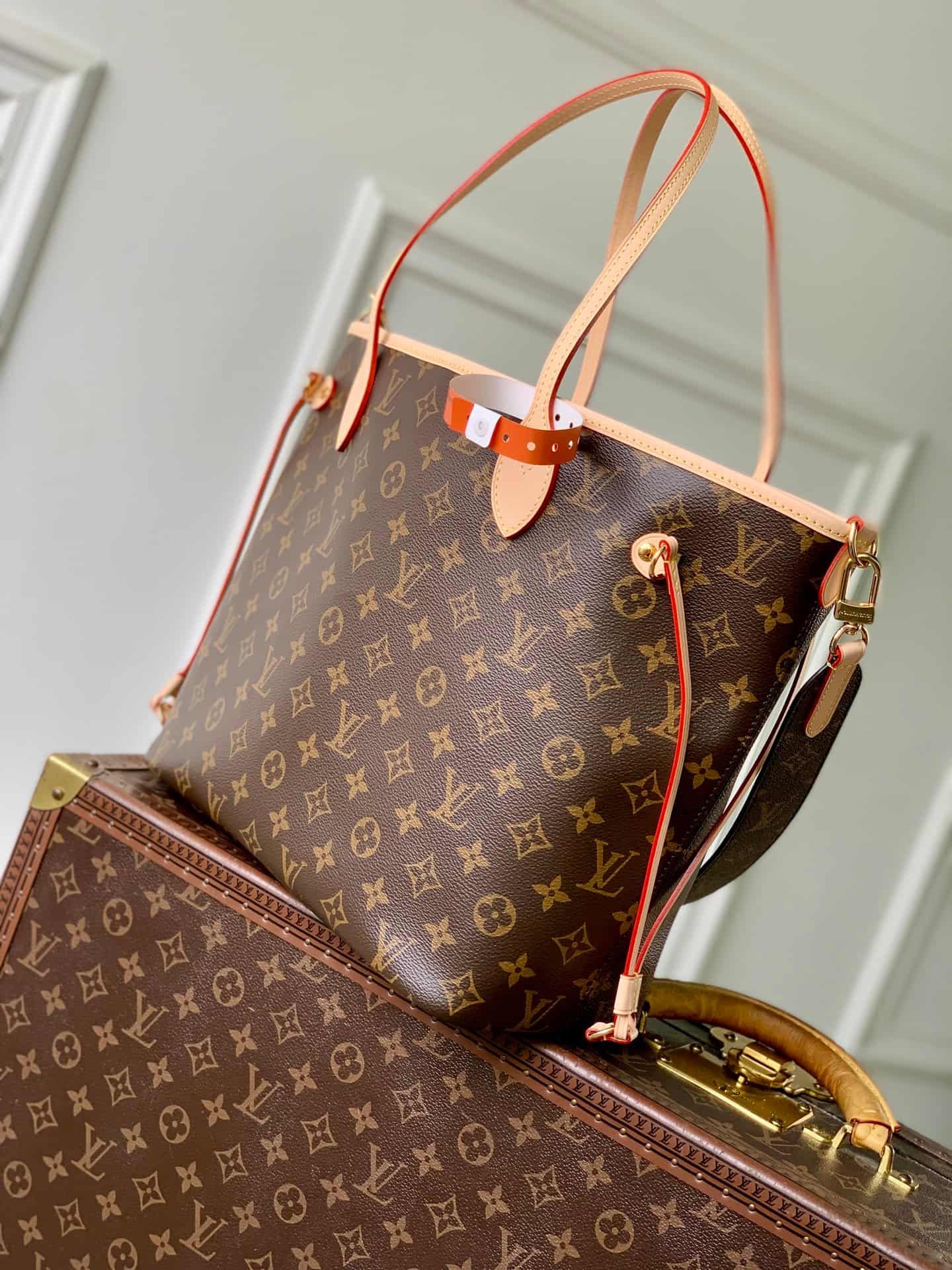 Louis Vuitton  Neverfull Bandoulière Inside Out MM Monogram Sand Cowhide Leather M28407 High
