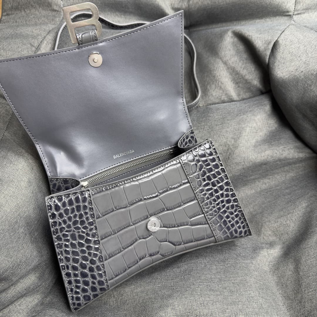 WOMEN'S HOURGLASS S TOP HANDLE BAG Crocodile Grey High