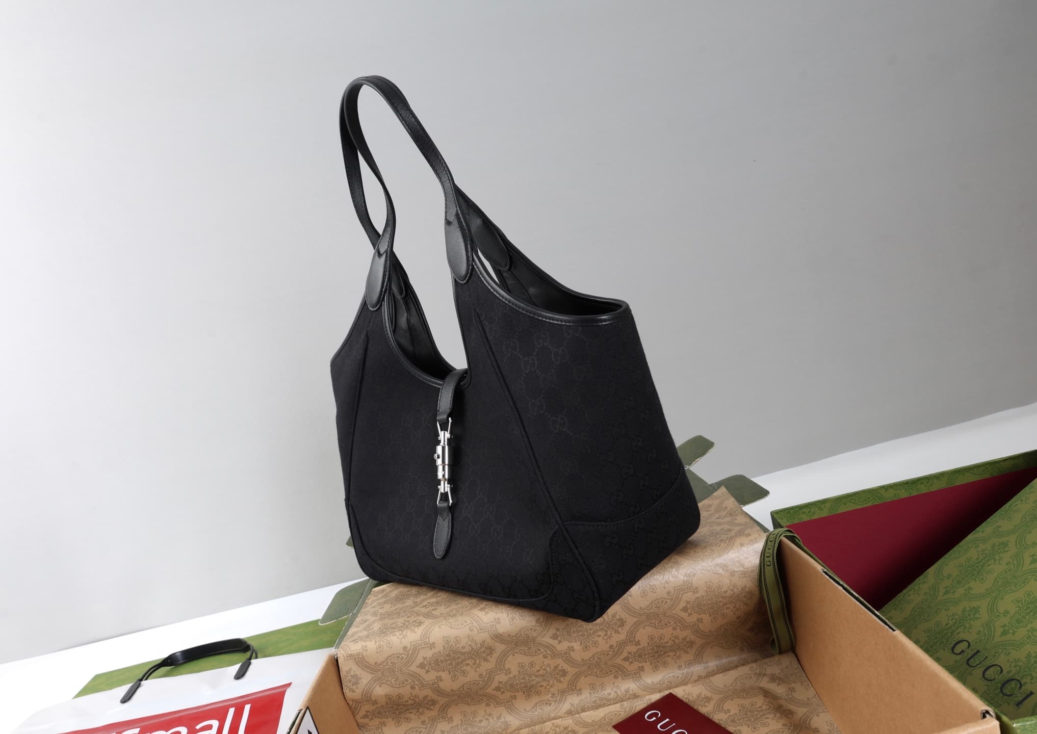 Gucci Mercato medium tote bag Black GG canvas 866645 High