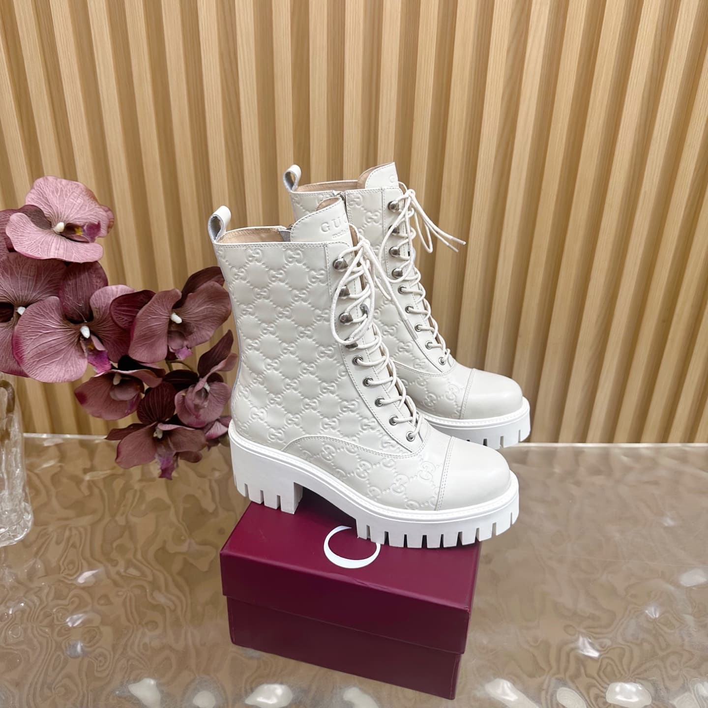 Gucci Women's lace-up ankle boot with GG