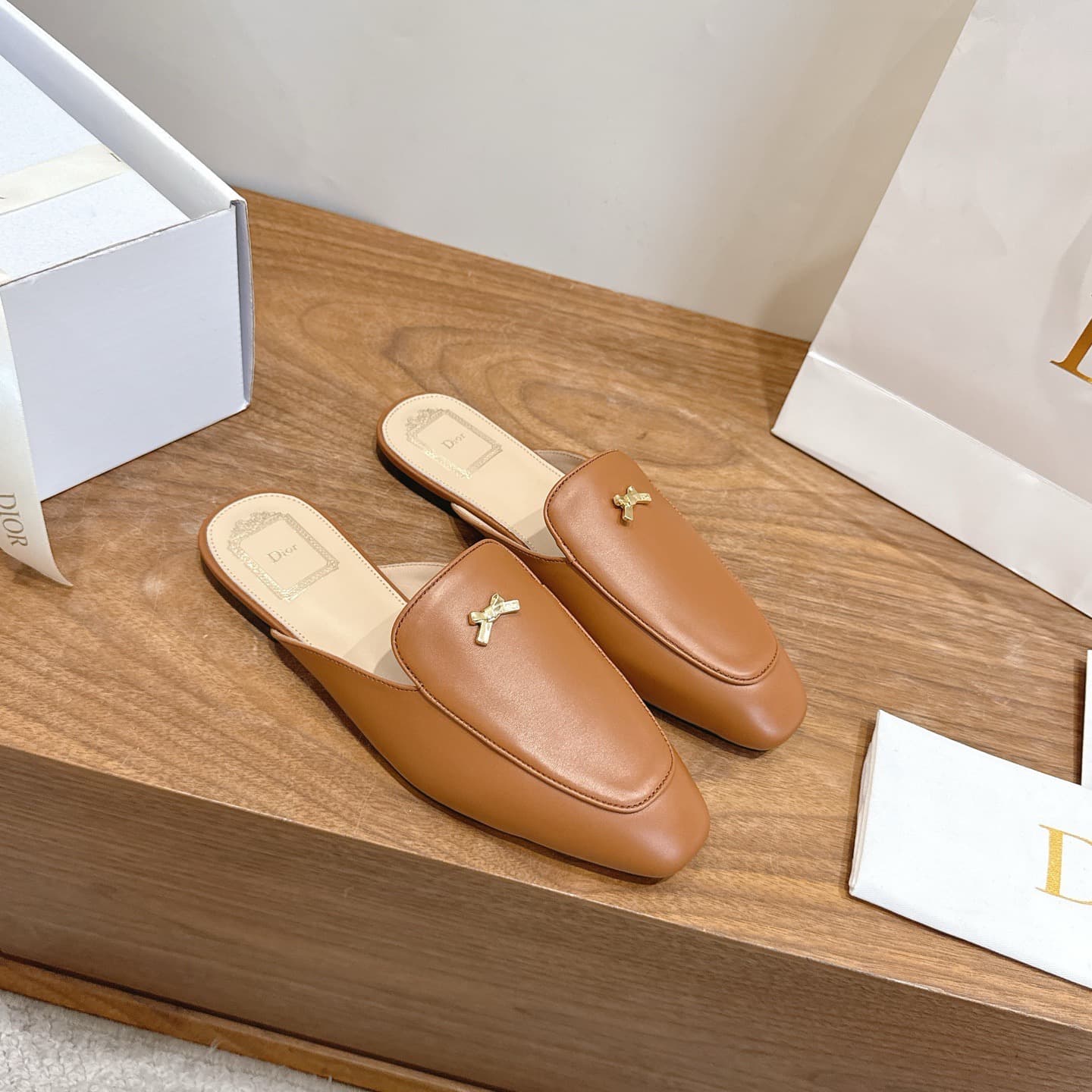 Dior Goatskin Baby Bow Mules