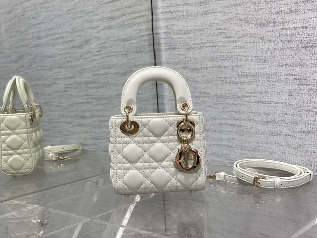 MICRO LADY Dior BAG Cannage Lambskin White High
