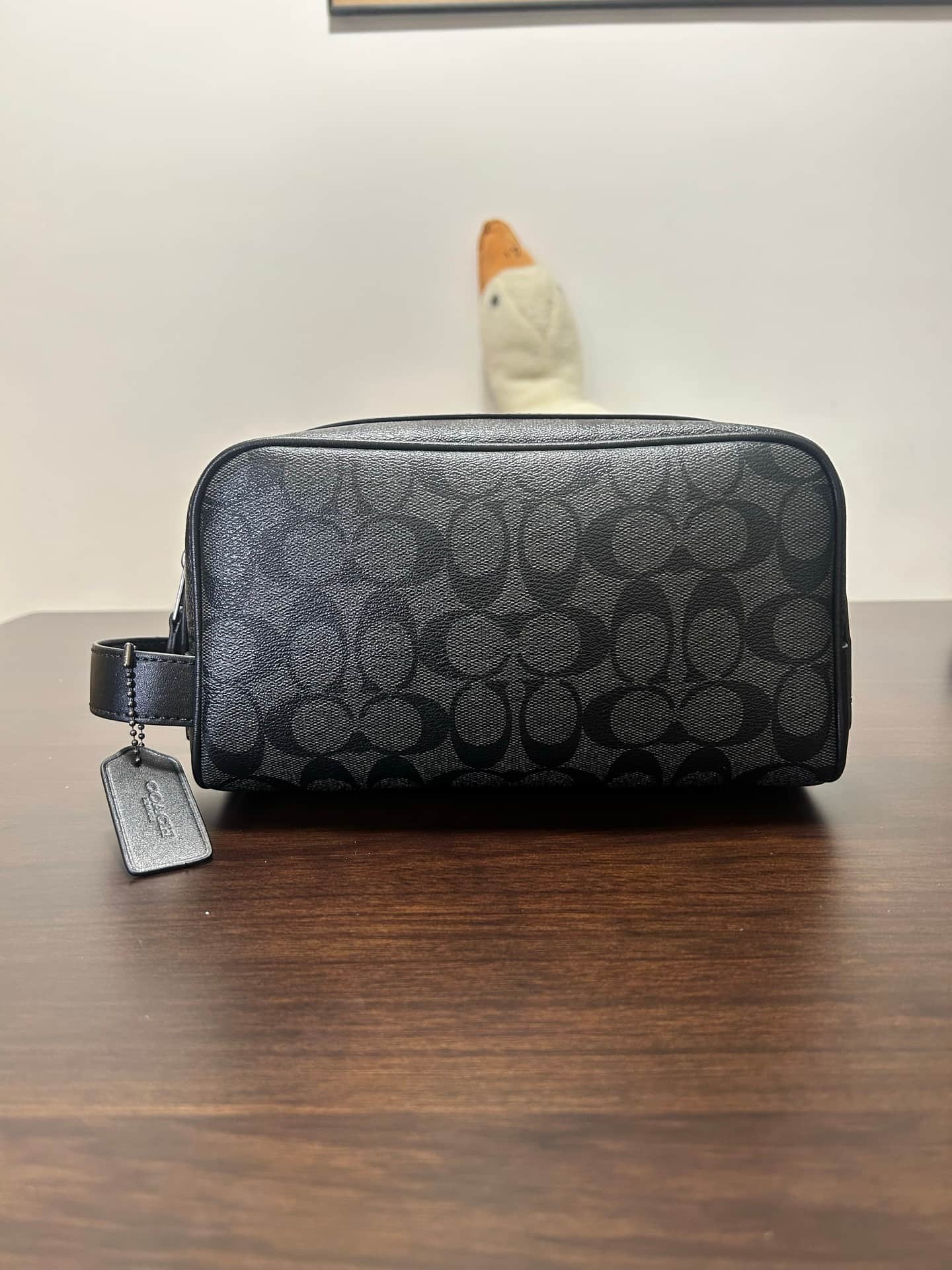 Coach Small Travel Kit in Signature Canvas in Charcoal Grey High