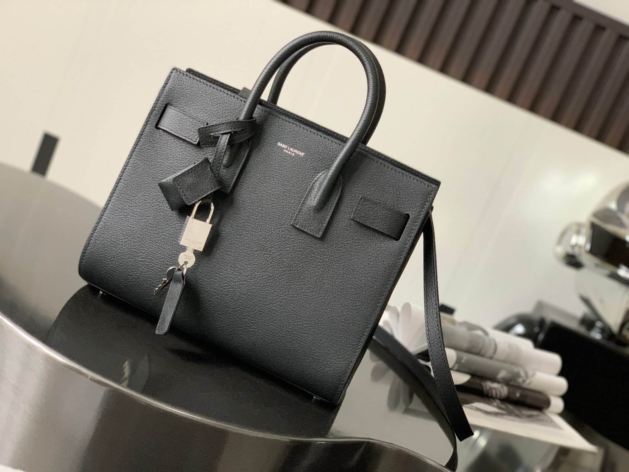 SAC DE JOUR in grained leather BABY SIZE HIGH