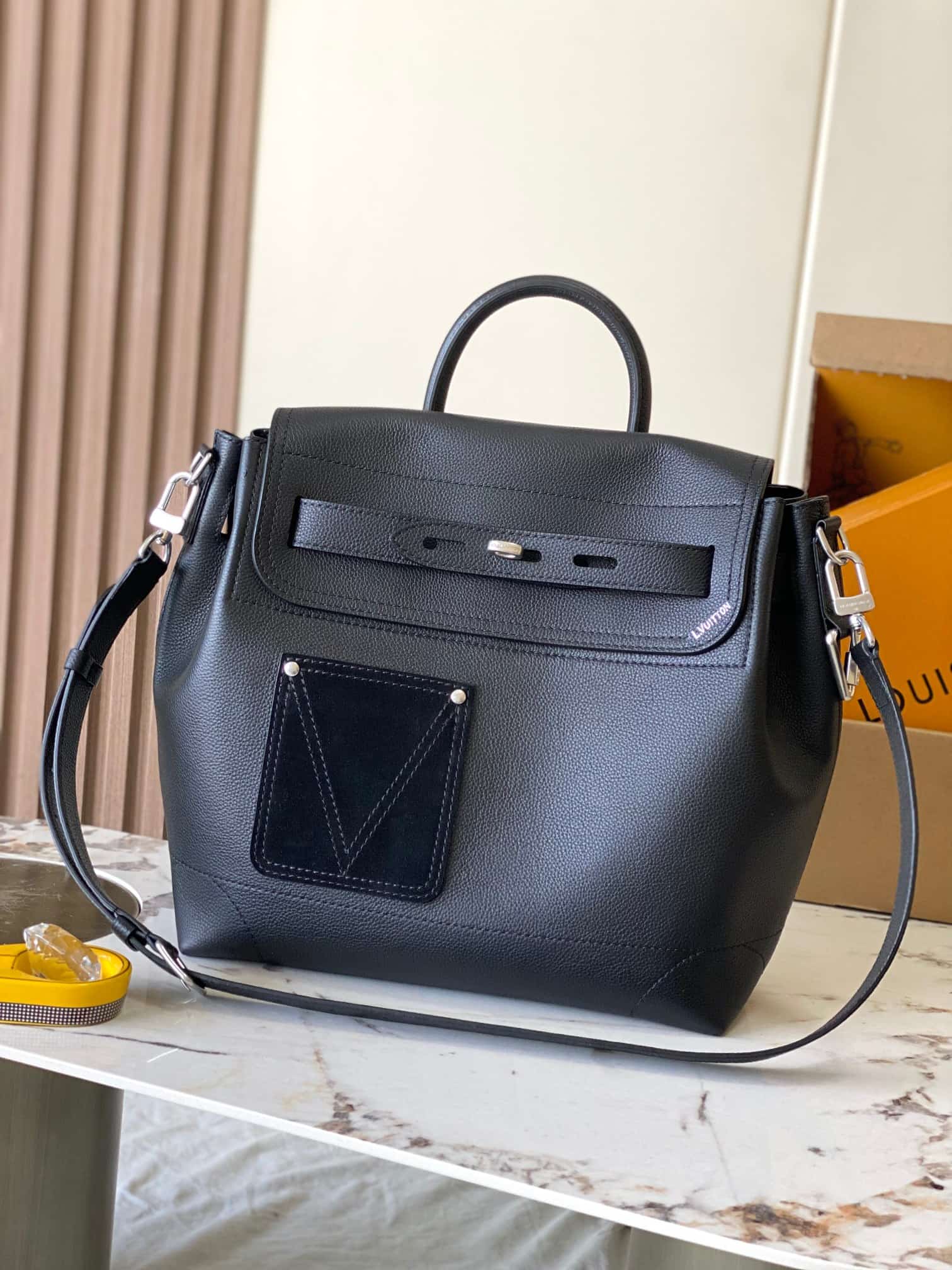 Louis Vuitton Steamer 30 Black LV Touch calfskin leather M27061 TOP