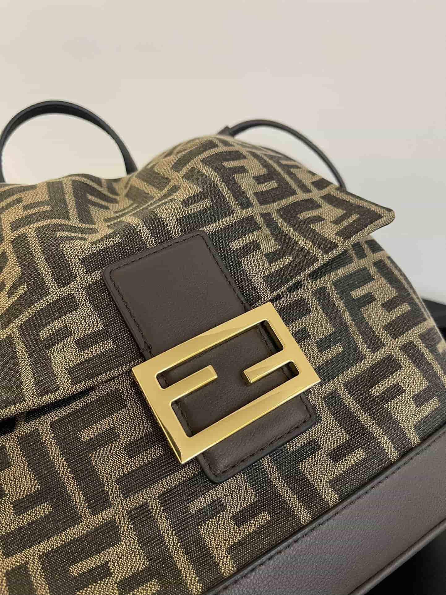 Fendi Brown FF jacquard fabric backpack Brown High