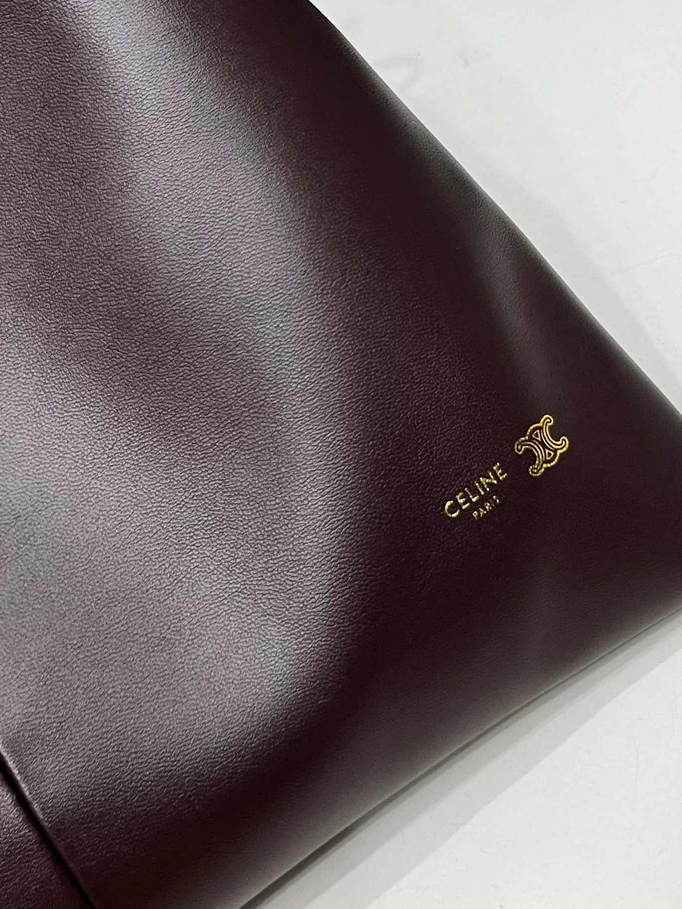 Celine SMALL CRYSTAL POUCH IN LAMBSKIN Dark Brown High