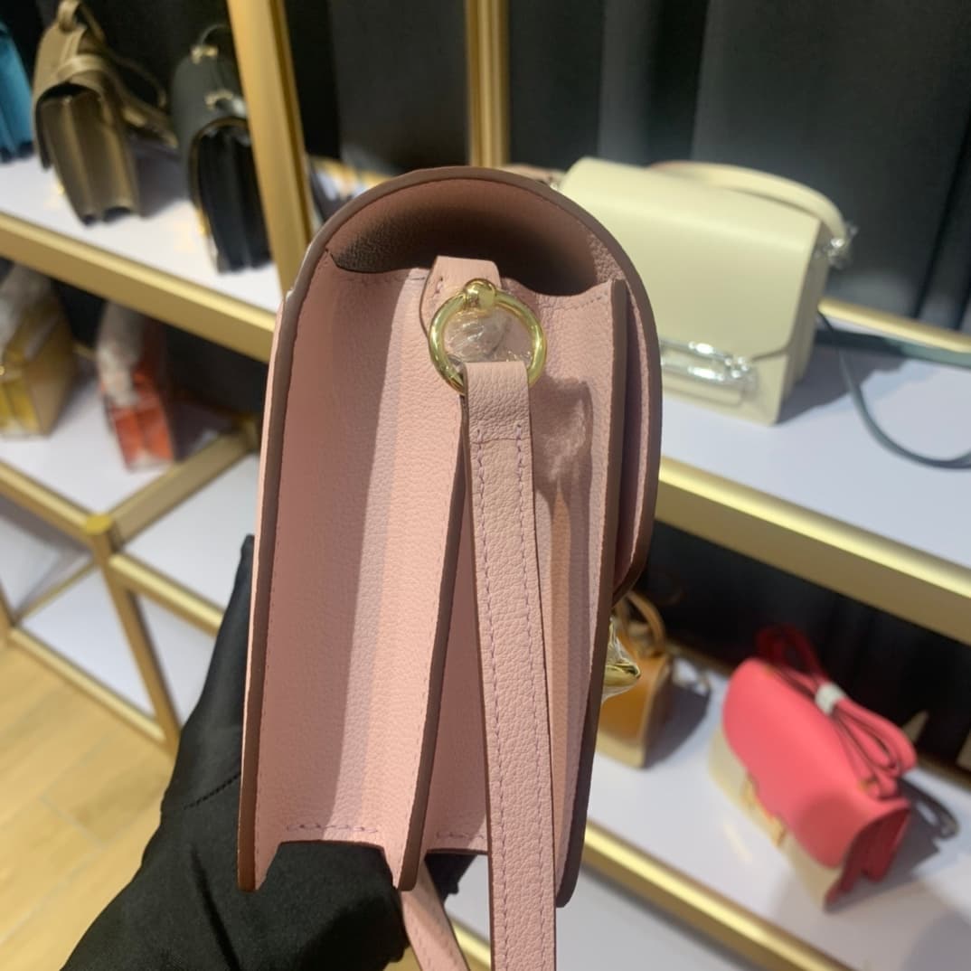 Hermes Roulis wallet in Pink Calfskin Etoupe WAX Gold/Silver-Metal High