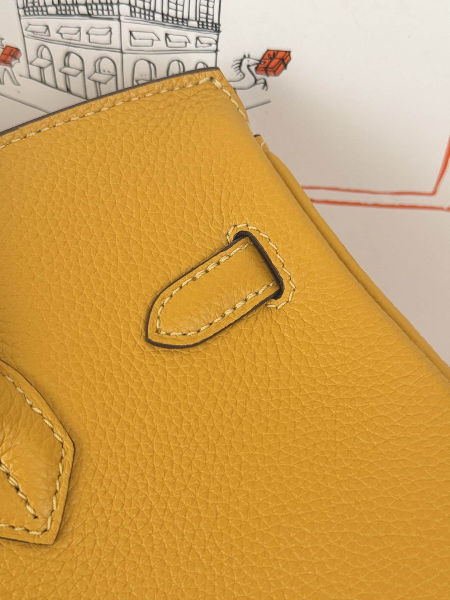 Hermes Birkin 25/30 Bag Togo Calfskin Leather Jaune Ambre High
