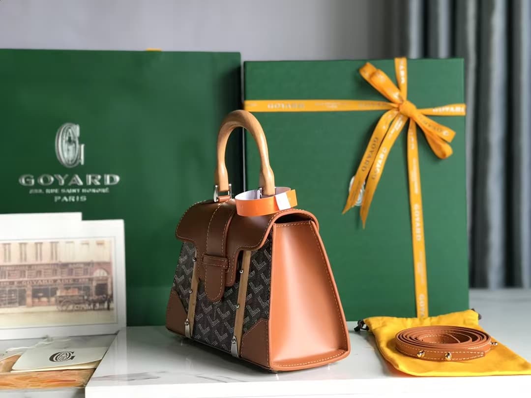 Saïgon Structuré Mini Bag Goyardine Canvas & Cervon Calfskin Black & Tan High