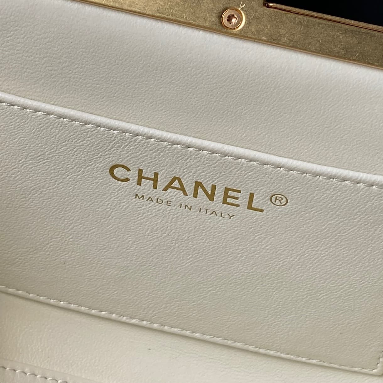 Chanel Pearly Lambskin Imitation Pearls & Gold-Tone Metal Cream AS5912 A