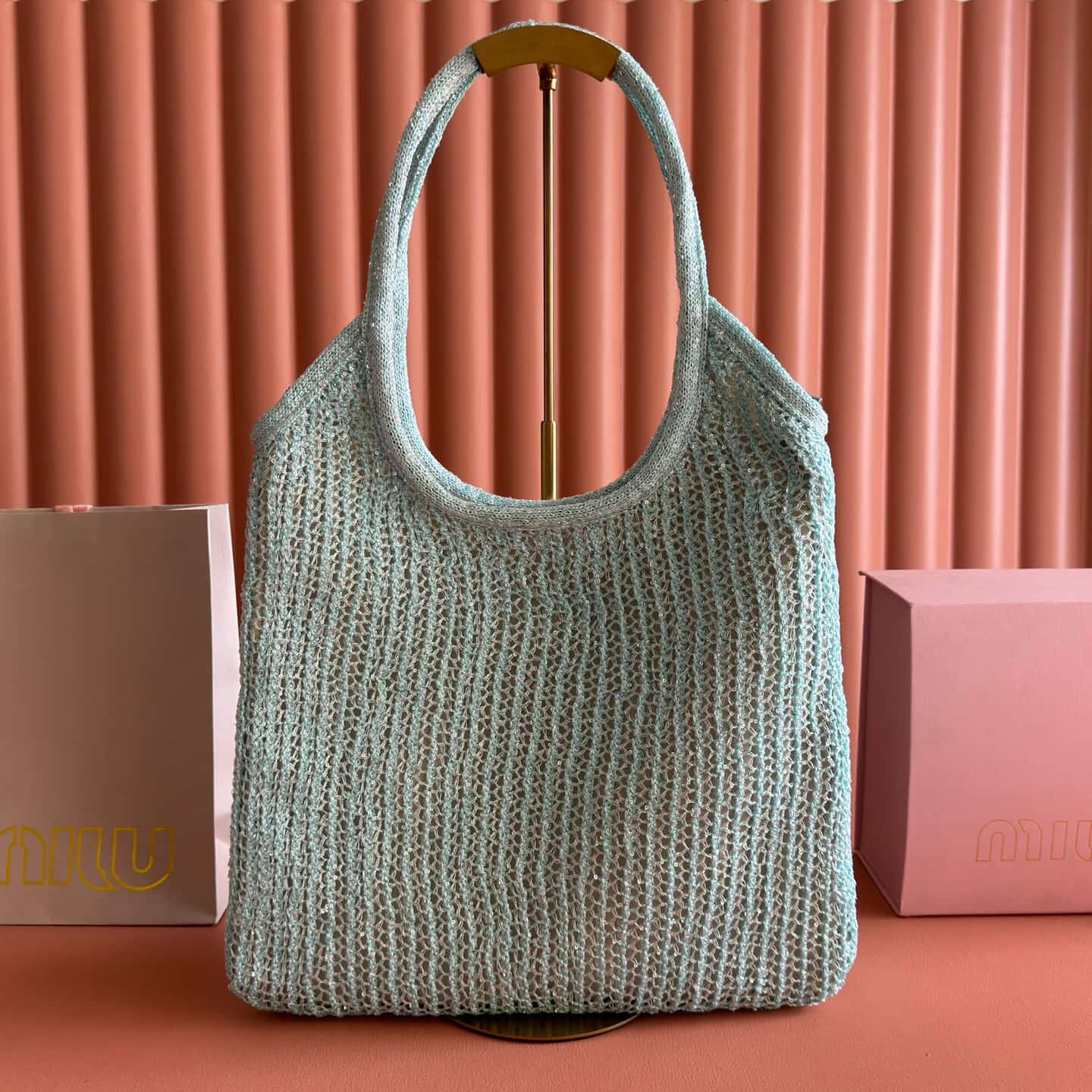 Miu Miu Ivy sequin mesh bag Anise 5BG231 TOP