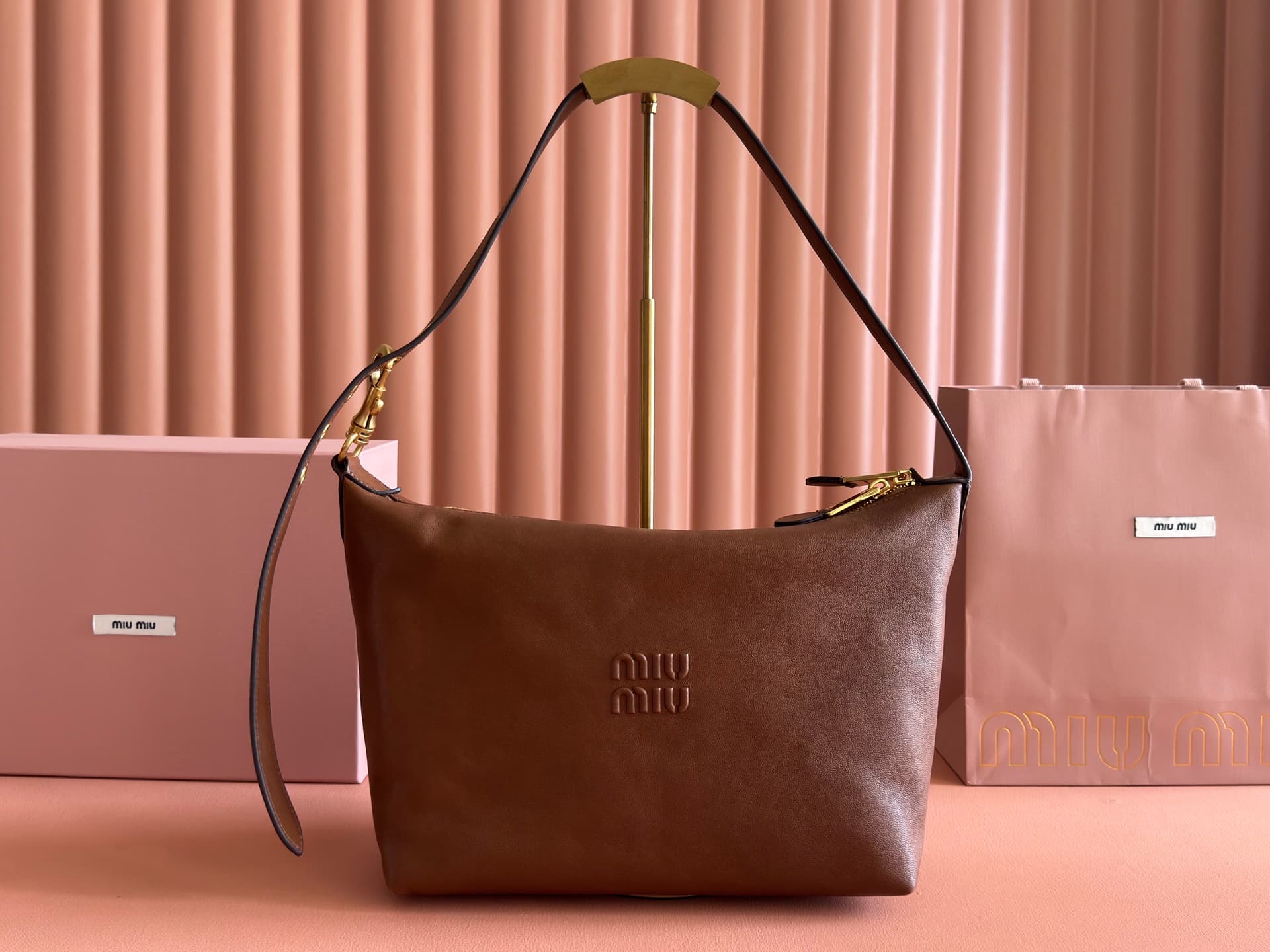 Miu Miu Spirit nappa leather bag Brown 5BC217 High
