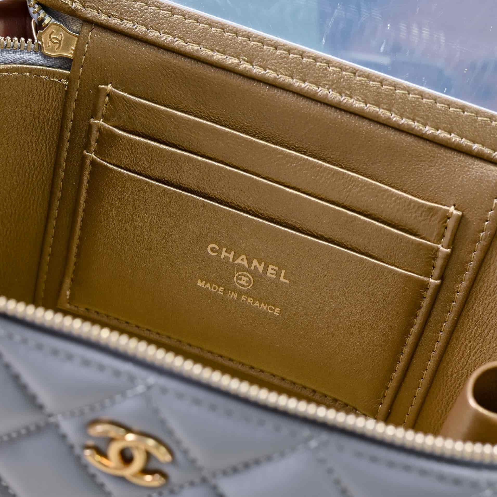 Chanel Vanity with Chain AP2303 Lambskin Gold Metal Grey High