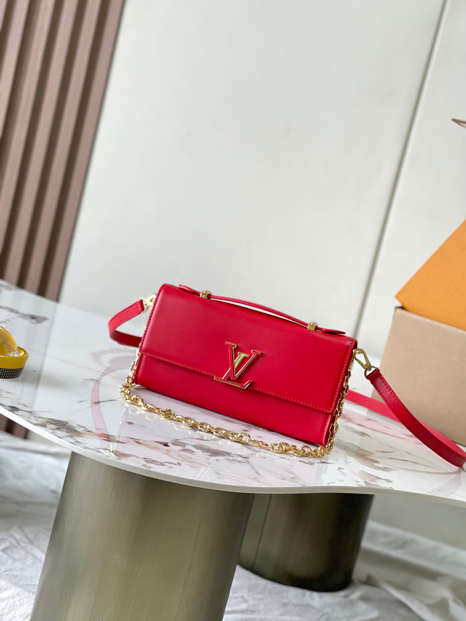 Louis Vuitton Wallet On Chain Capucines Calf Leather M12405 Lipstick Red Top