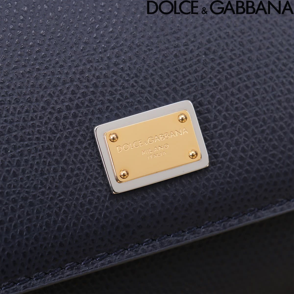 Dolce & Gabbana Miss Sicily top handle bag calfskin leather Navy Blue High