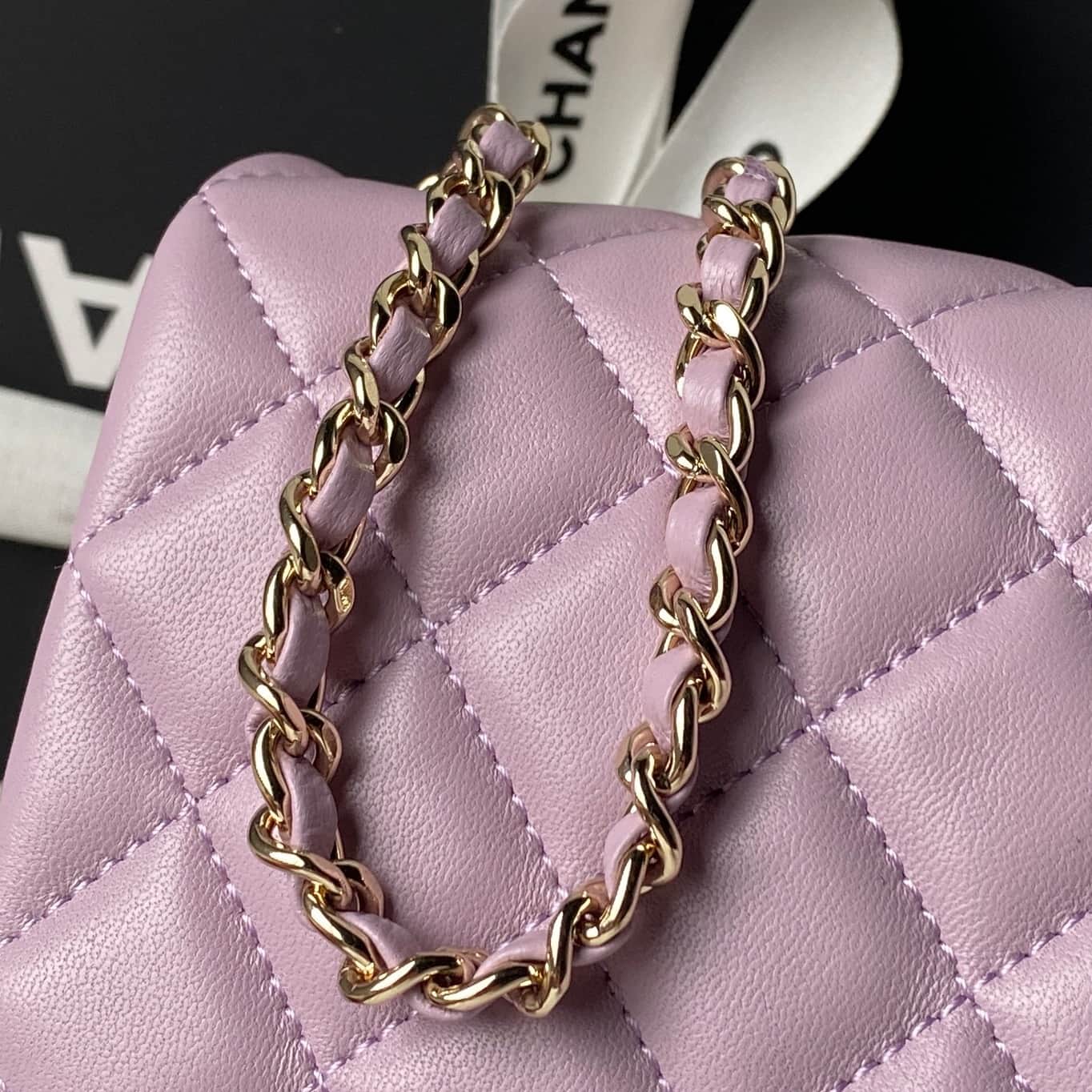 Chanel Classic Flap Bag Lambskin & Gold-Tone Metal AS5756 Light Purple High