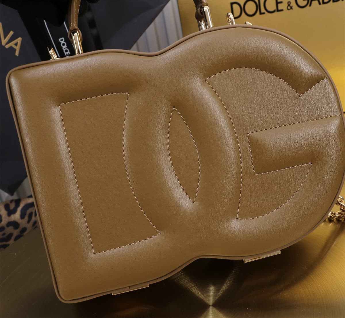 Dolce & Gabbana dark brown leather DG Logo handbag high