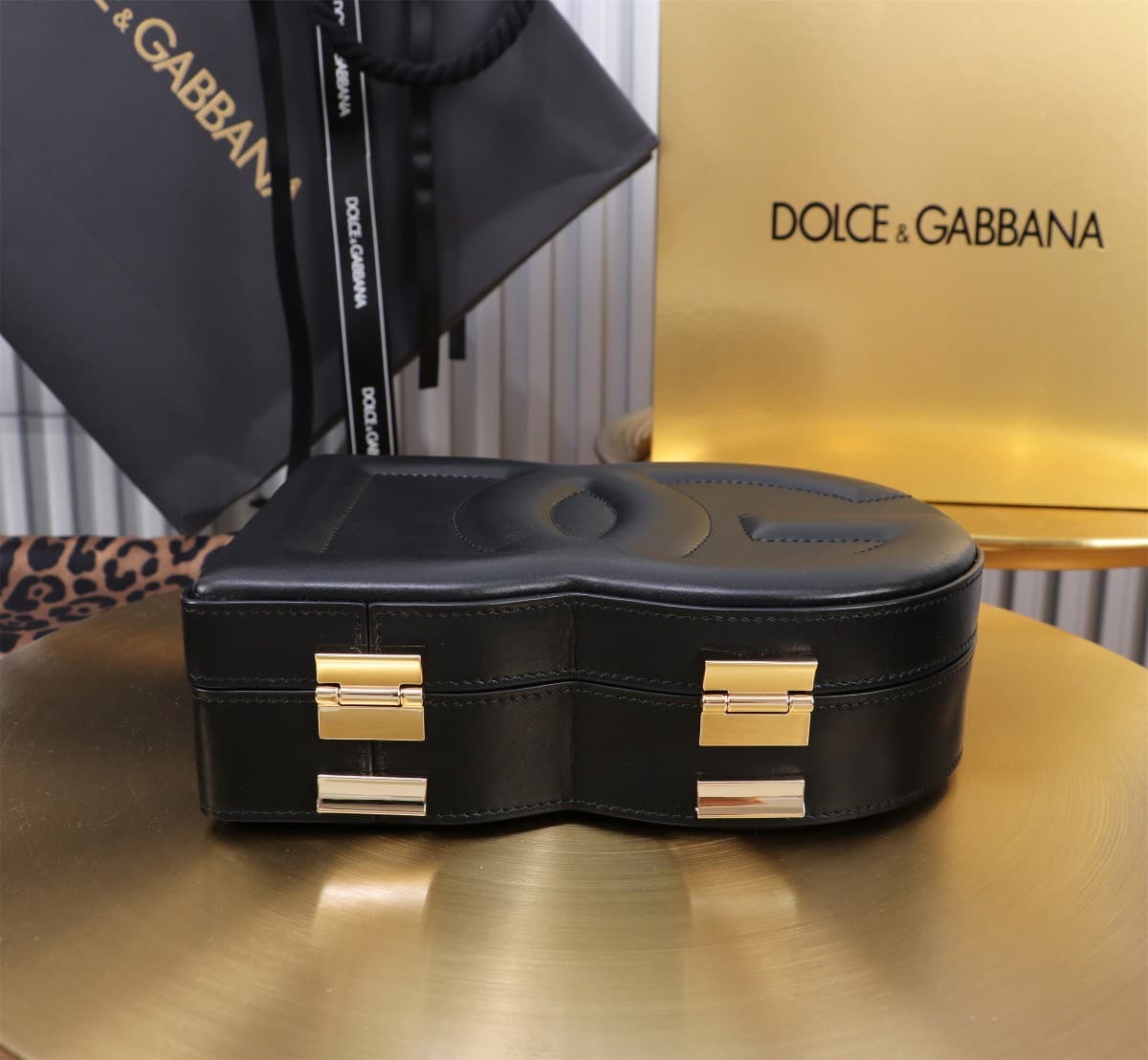Dolce & Gabbana black leather DG Logo handbag high