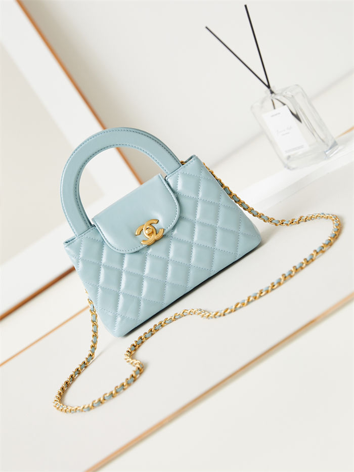 Chanel MINI SHOPPING BAG AS4416 Shiny Aged Calfskin & Gold-Tone Metal Blue A
