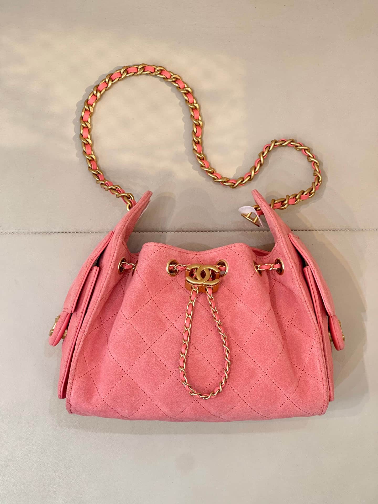 CHANEL 25 Mini Handbag AS5631 Suede &Gold-tone Metal Pink TOP