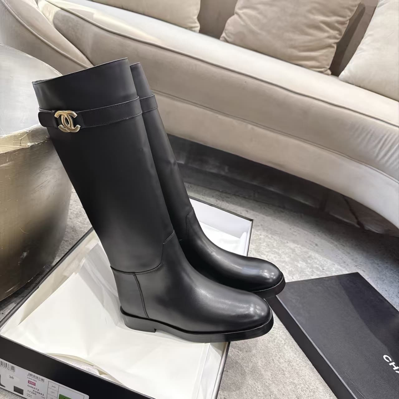 Chanel Black Calfskin Boots