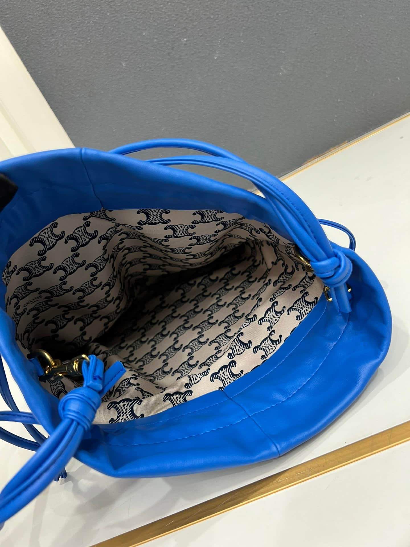 Celine SMALL CRYSTAL POUCH IN LAMBSKIN ULTRA BLUE High