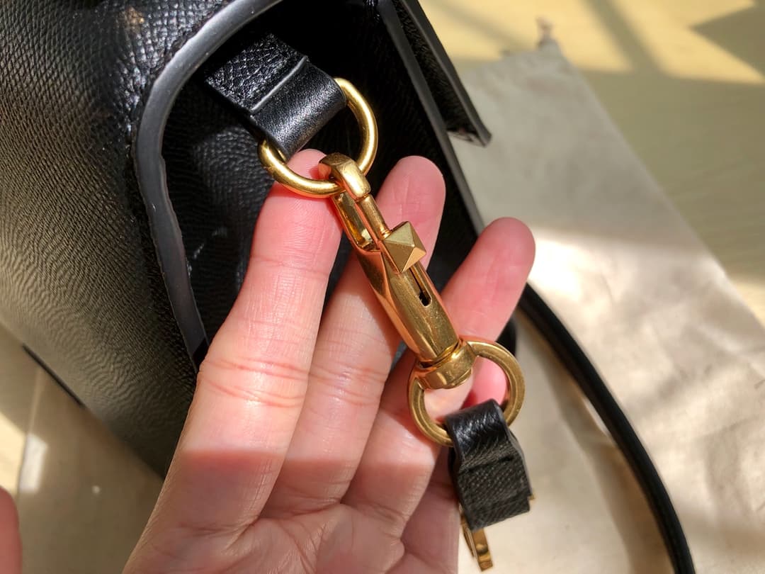 Valentino Small Vsling Handbag In Black Grainy Calfskin High