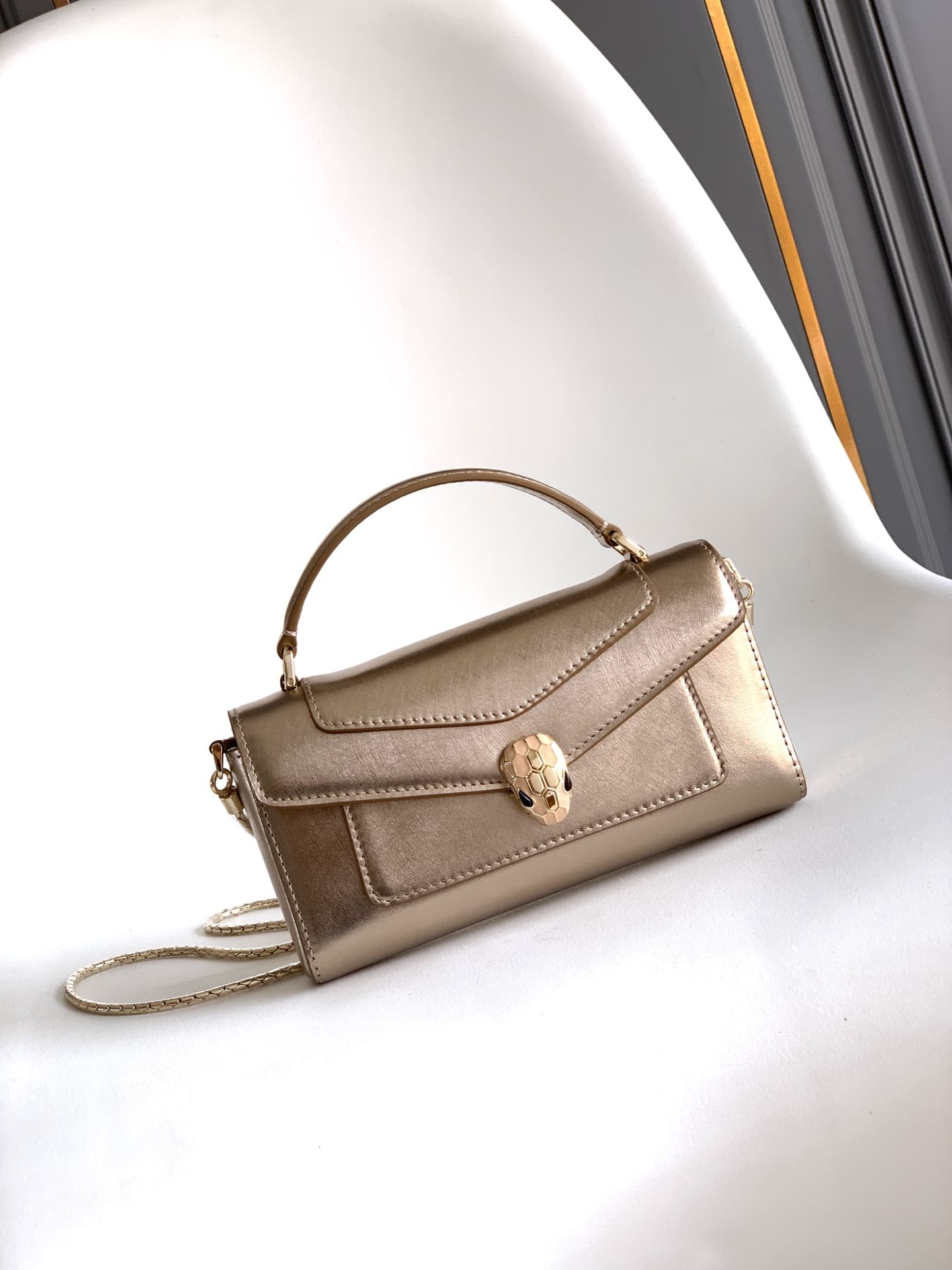 Bvlgari Serpenti Forever shoulder bag in gold calf leather high