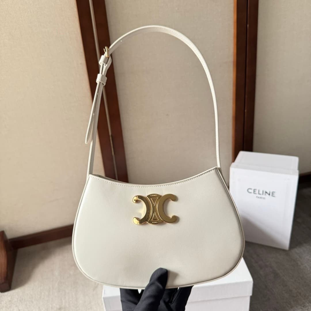 Celine Tilly Bag in White Shiny Calfskin High
