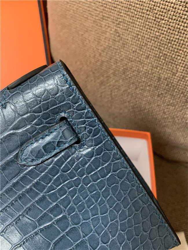 Hermes Kelly Pochette Bag Crocodile Silver/Gold Metal WAX High Customizing Style