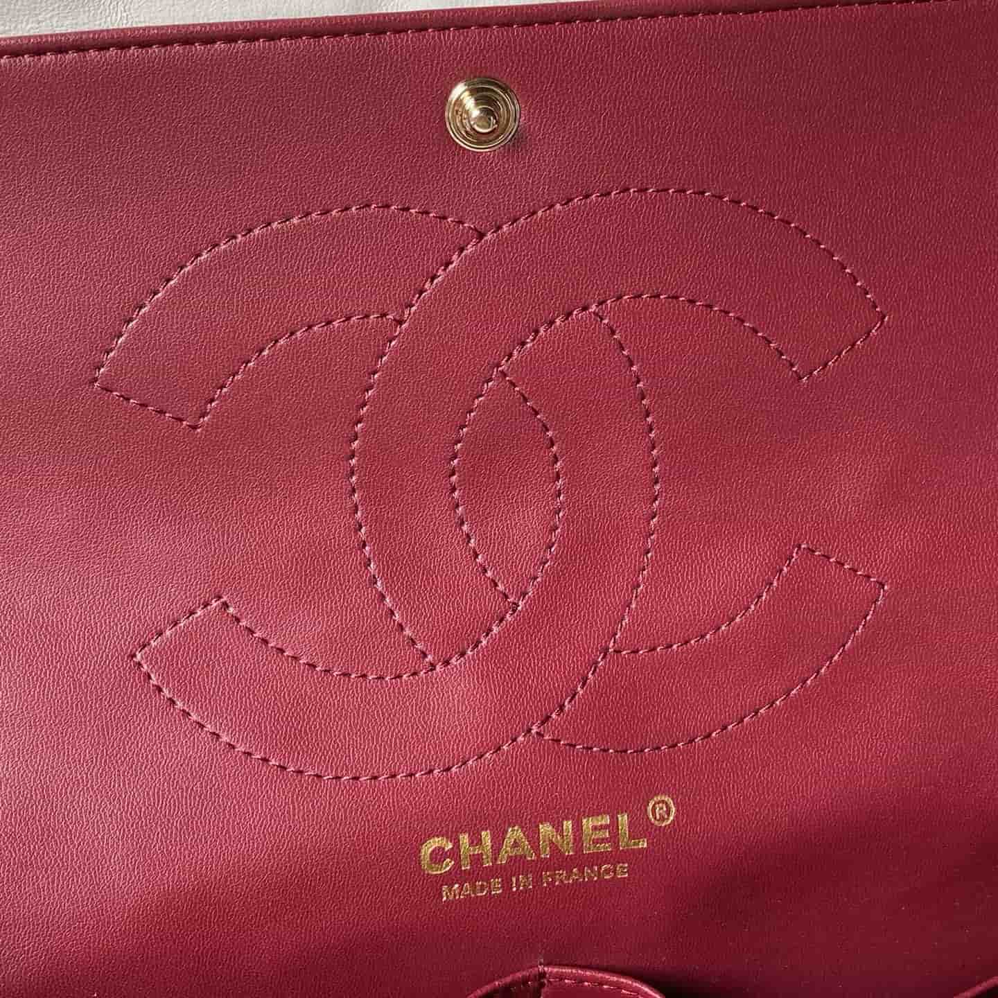 CHANEL Large 2.55 Handbag Aged Calfskin & Gold-Tone Metal White & Burgundy A37587 A