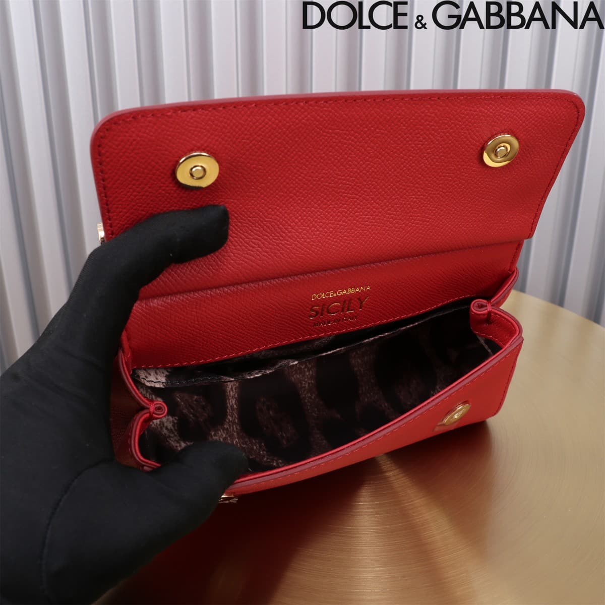 Dolce & Gabbana Miss Sicily top handle bag calfskin leather Red High