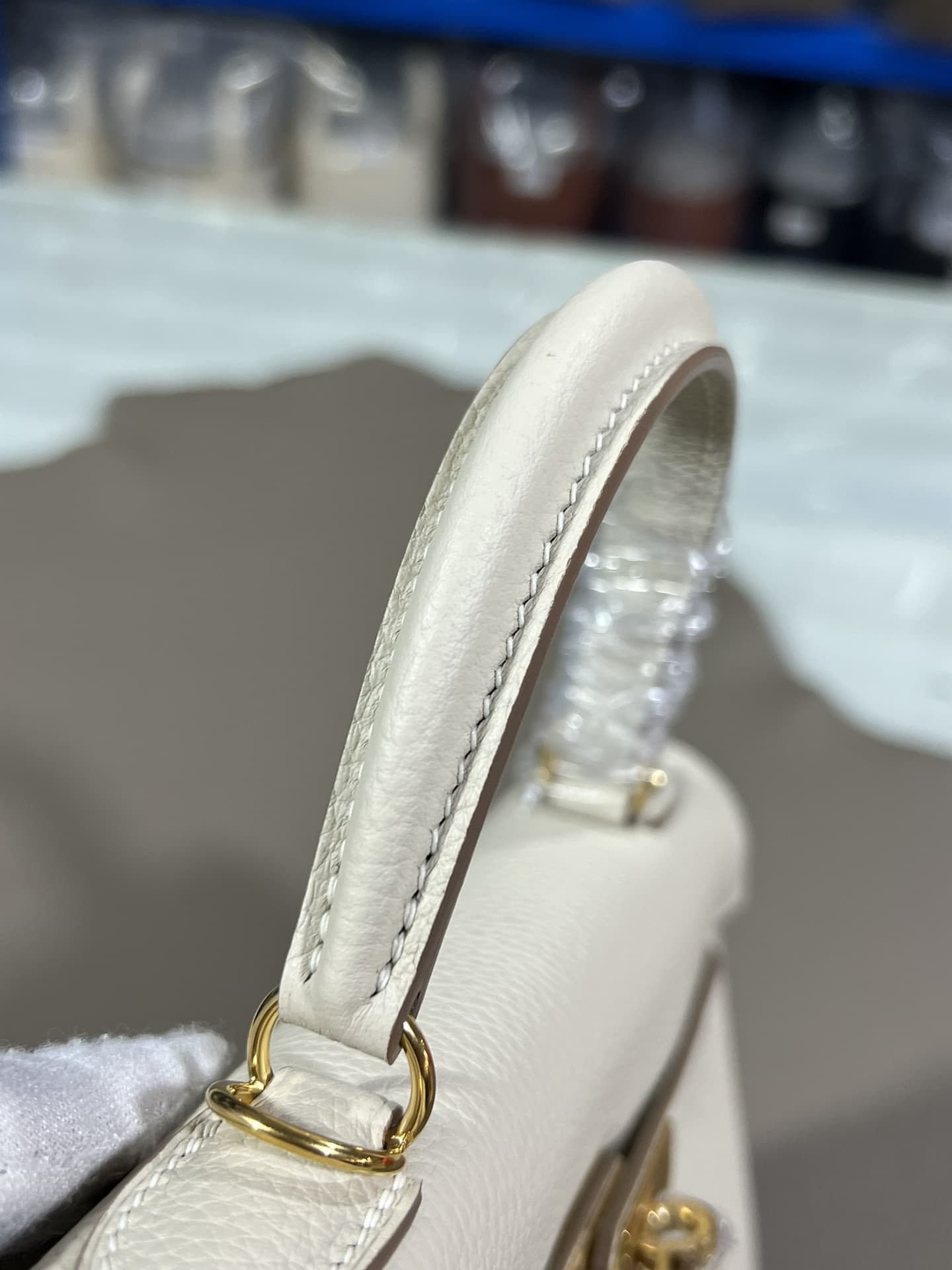 Hermes Kelly 25/28/32cm Retourne Bag Togo Leather In Craie WAX High