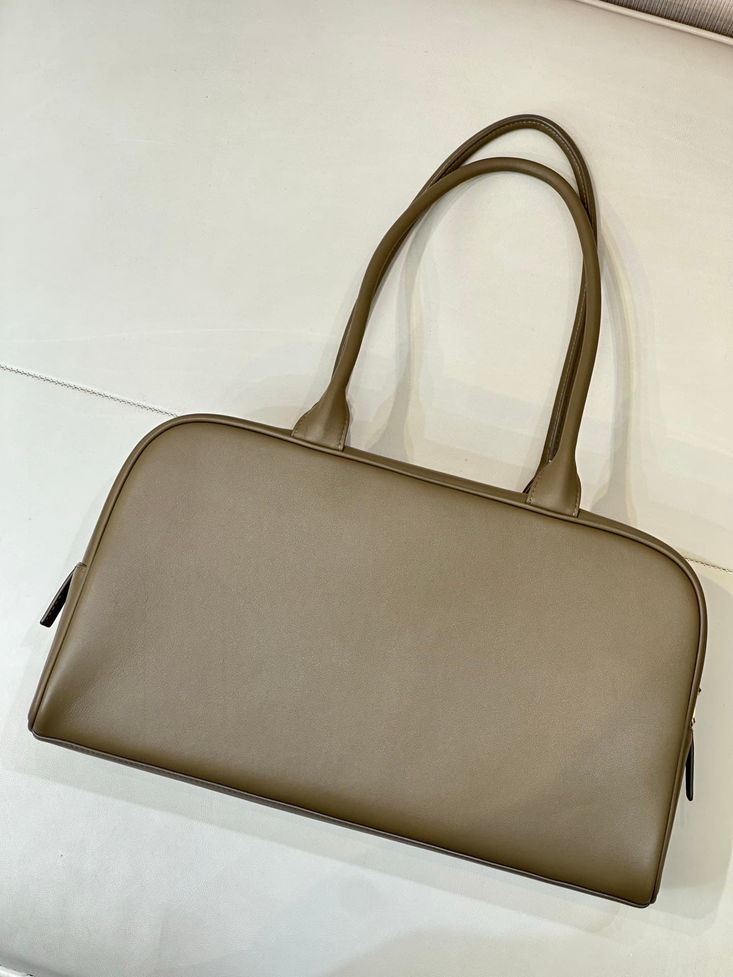Chanel Large Bowling Bag Calfskin & Gold-Tone Metal Khaki Green AS6211 TOP