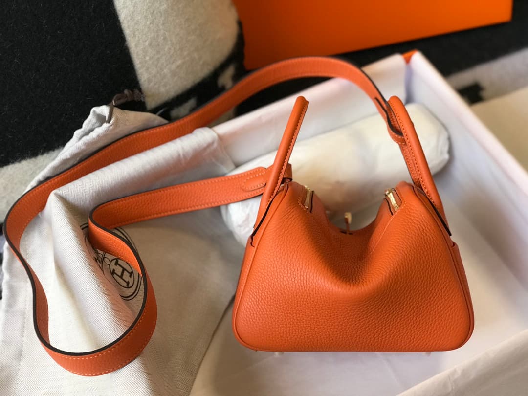 Hermes Lindy Mini Bag Calfskin Leather In Capucine High
