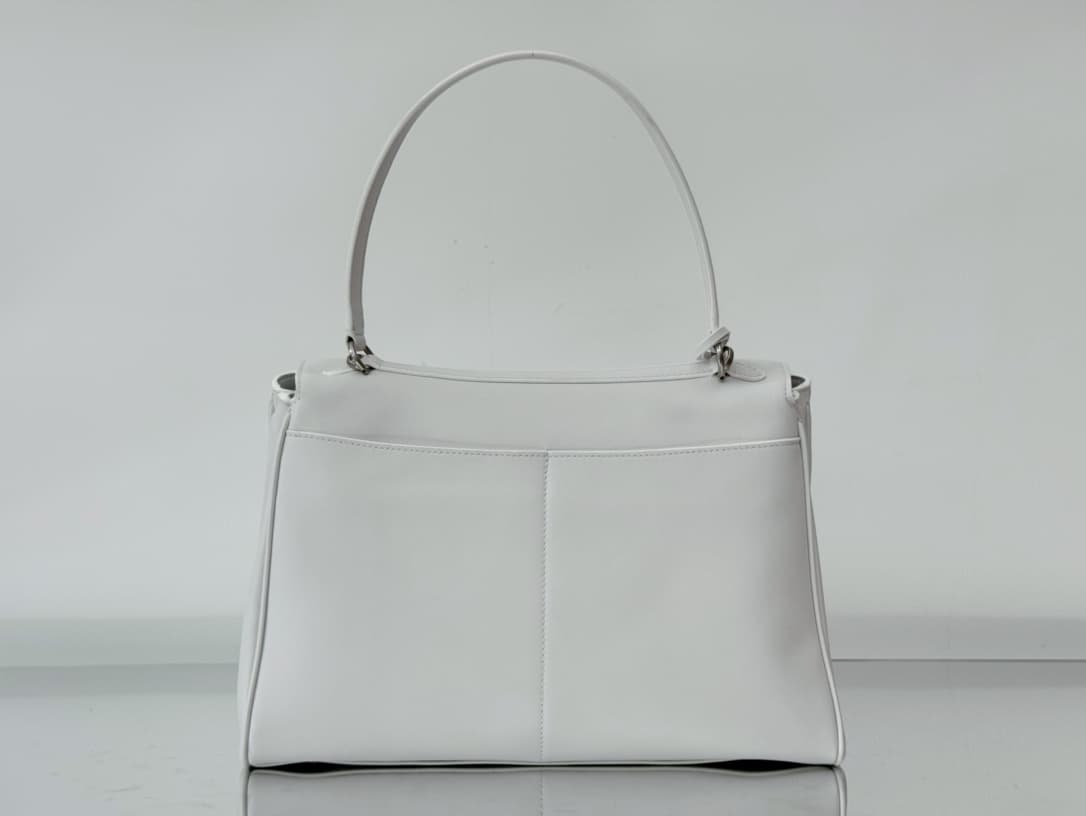 Balenciaga Rodeo Medium Bag in White Leather With Sliver-Tone Metal TOP