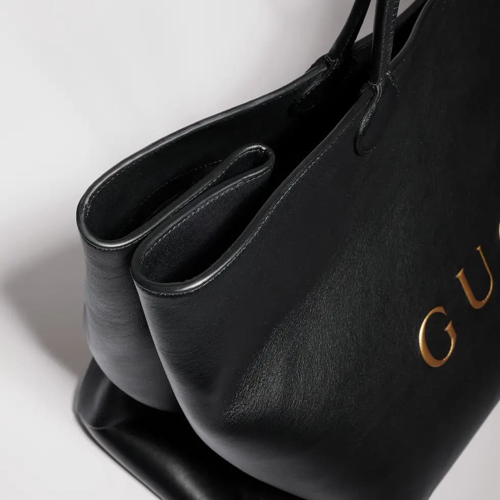 Gucci NY large tote bag Black soft lightweight leather ‎A00B4R High