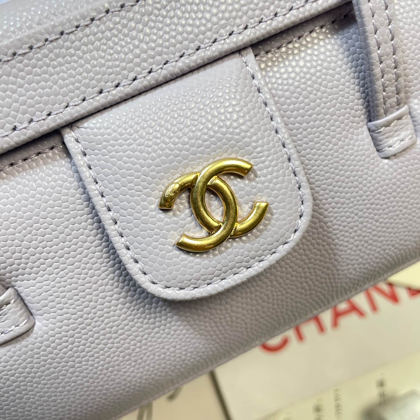Chanel Long Vanity with Leather Strap Grained Shiny Calfskin & Gold-Tone Metal Purple AP5067 A