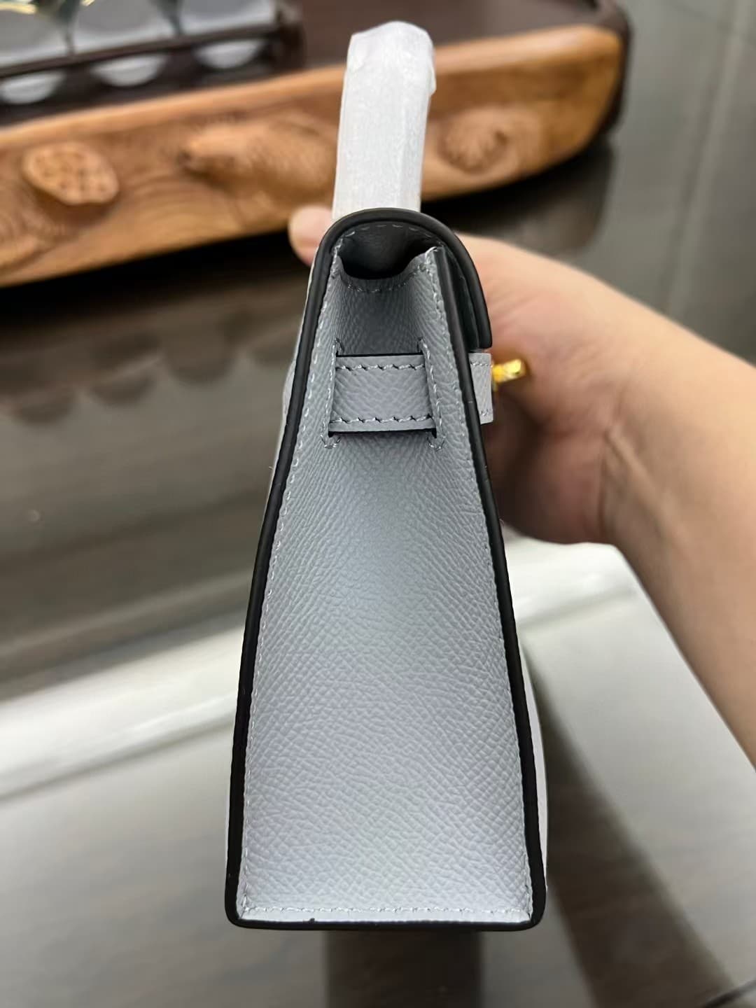 Hermes Kelly Mini II Bag Epsom Leather In Bleu Brume CTN High