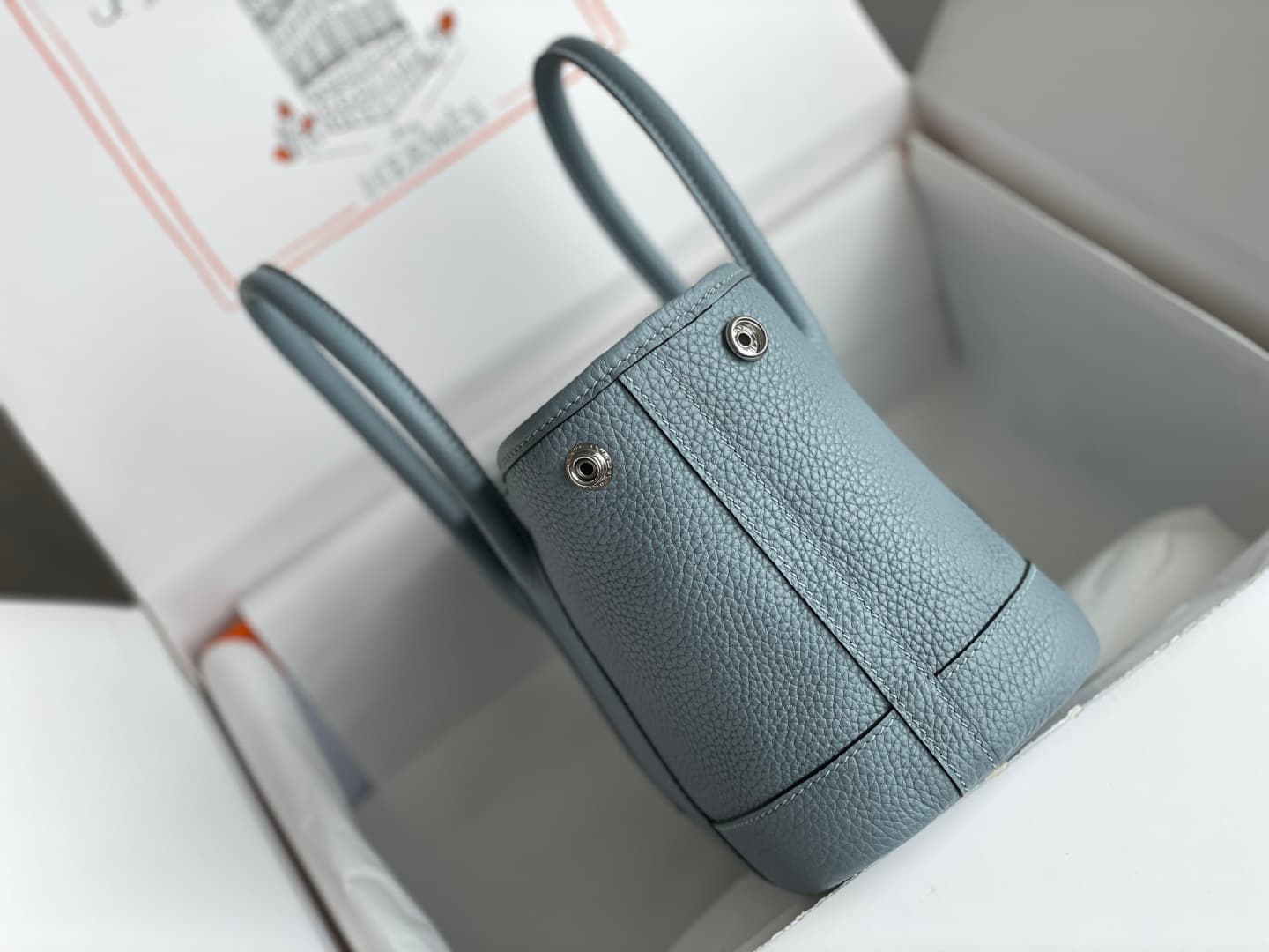 Hermes Garden Party 23 bag in Blue Lin Togo Leather WAX High