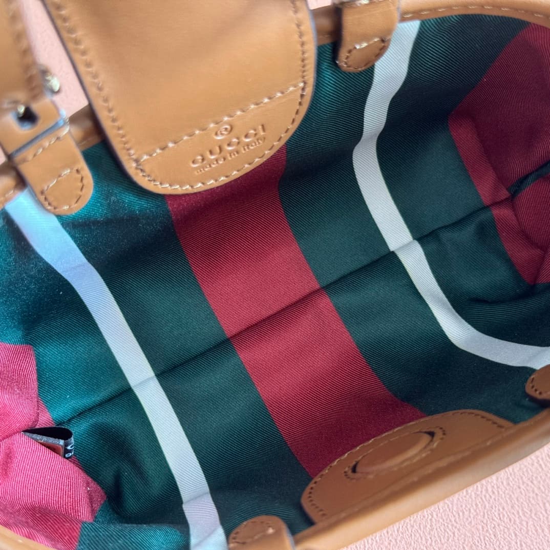 Gucci GG Emblem mini bag beige and brown GG fabric 855491 High