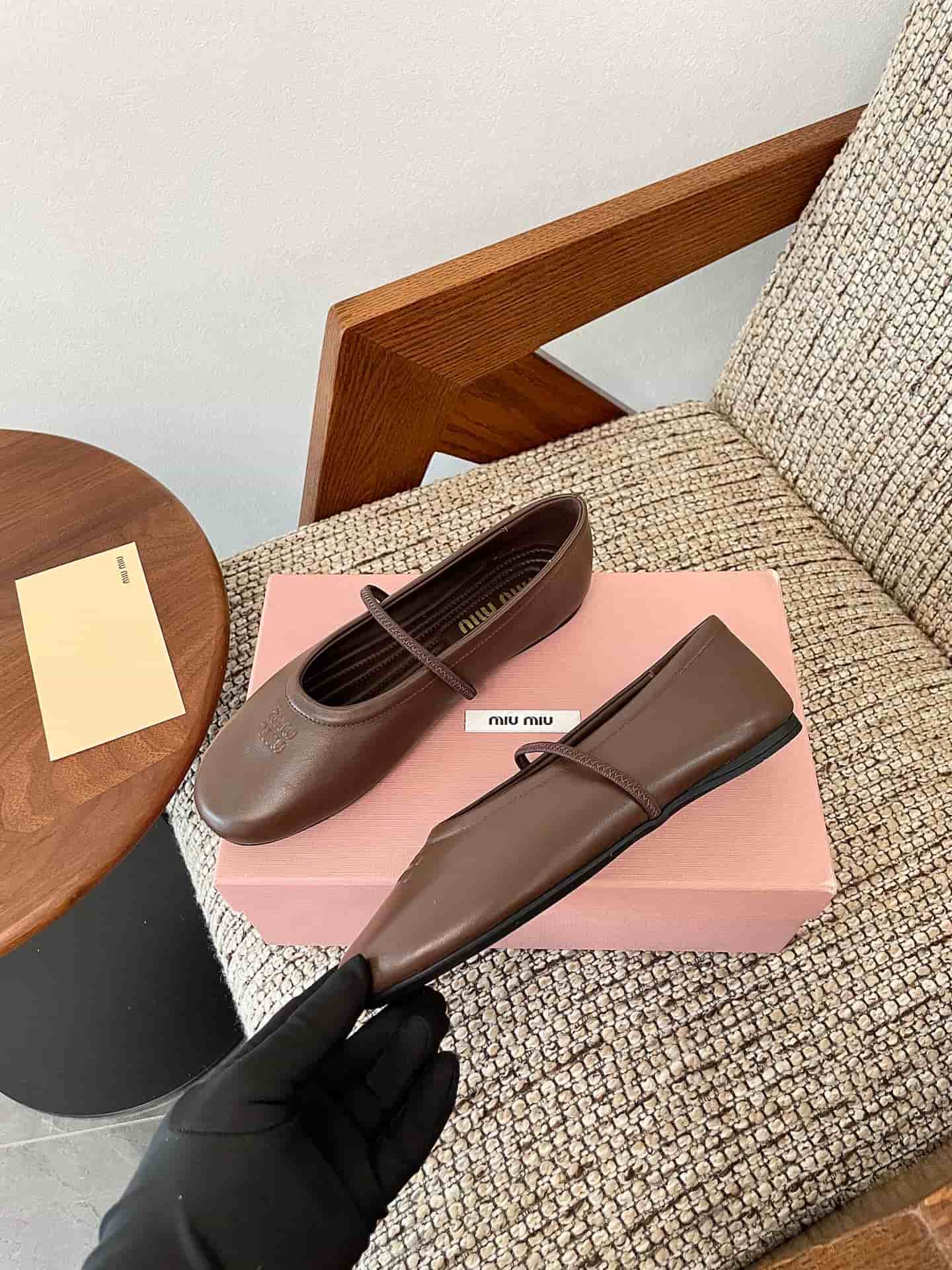 Miu Miu Leather Ballet Flats Women