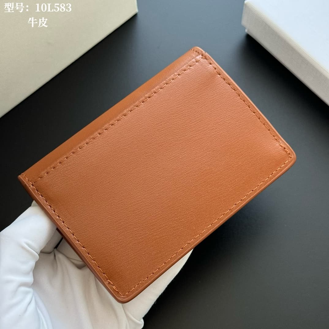 Celine Triomphe Flap Card Holder in shiny Caramel calfskin High