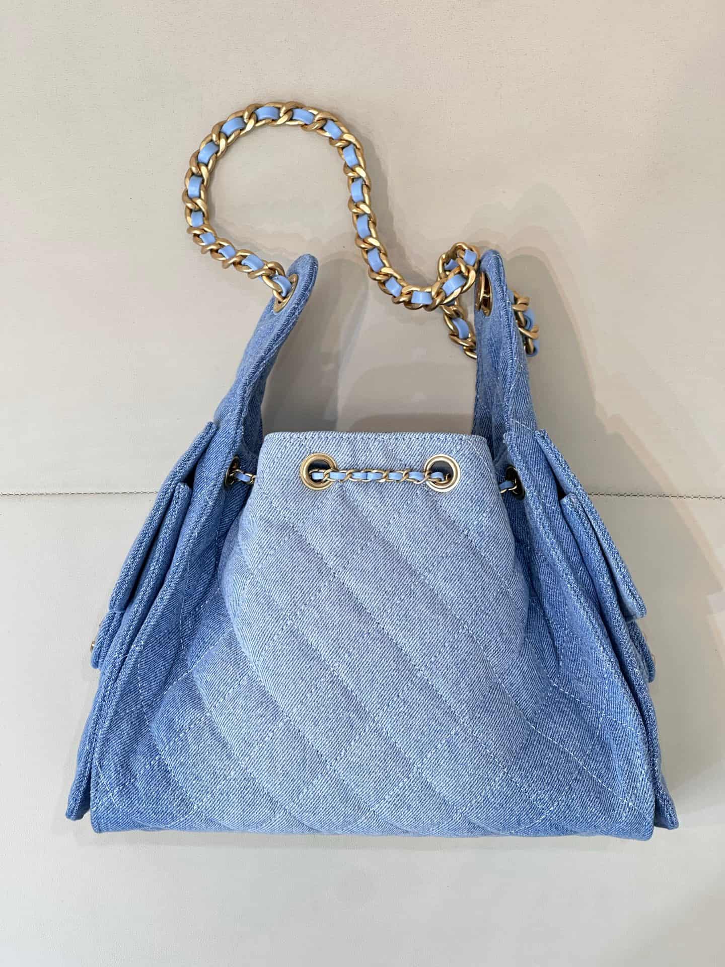 Chanel 25 Small Hobo handbag AS5293 Denim &Gold-tone Metal Blue TOP