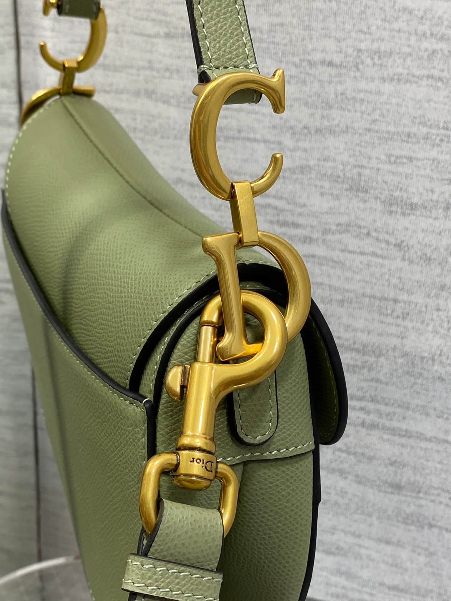 Mini SADDLE BAG Grained Calfskin Clay Green High