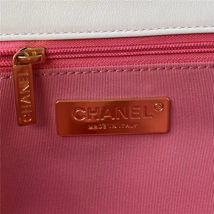 Large Chanel 19 Flap Bag Lambskin White High
