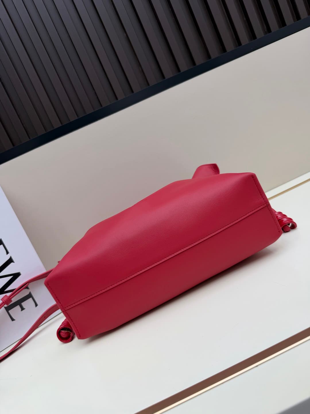 Loewe Medium Flamenco Ruched Clutch Bag in Red Leather High